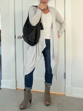 Lululemon Light Gray Draped Open-Front Sweater